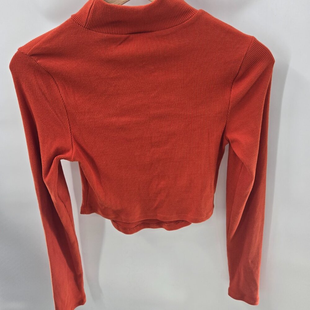 Lovepoem by Block Orange Sweater Cowl Neck Cutout Ribbed Medium - Picture 2 of 12